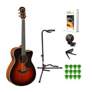 Yamaha AC3M Small Body Cutaway 6-String Electric Guitar (Tobacco Brown Sunburst) w/ Accessory Bundle