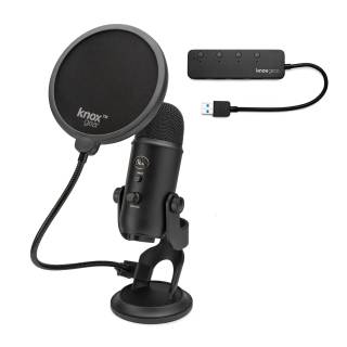 Blue Microphones Yeti Microphone (Blackout) with Pop Filter and 4-Port USB 3.0 Hub