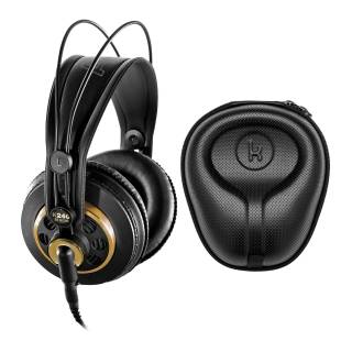 AKG K240 Studio Professional Semi-Open Stereo Headphones Bundle with Knox Gear Hard Shell Headphone Case