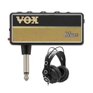 VOX Amplug 2 Blues (AP2BL) Guitar Headphone Amplifier Bundle with Knox Gear Closed-Back Studio Monitor Headphones (2 Items)