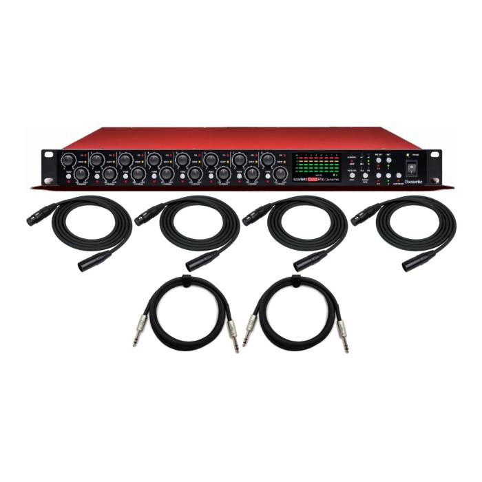Focusrite Scarlett OctoPre Dynamic 8-Channel Mic Pre Expansion Bundle with Knox Gear XLR Cables and 1/4" TRS Cables