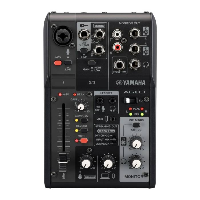 AG03MK2 3-Channel Live Streaming Loopback Audio USB Mixer High-Resolution 2-Track Audio (Black)