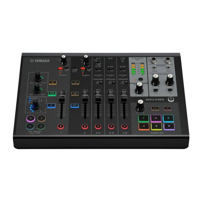 Yamaha AG08 8-Channel Live Streaming Loopback Mixer/USB Interface with Cubasis LE Suite (Black)