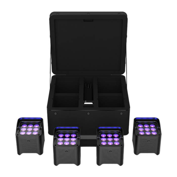 CHAUVET DJ Freedom H9 IP X4 IP54 RGBAW+UV LED Par Kit with Bag, Remote, and Multi-Charger (4-Pack)