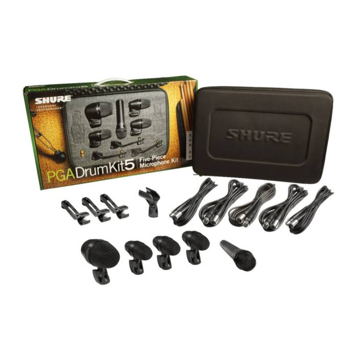 Shure PG ALTA 5-Piece Drum Microphone Kit with Mics, Mounts, Cables for Kick Drum, Snare, and Toms